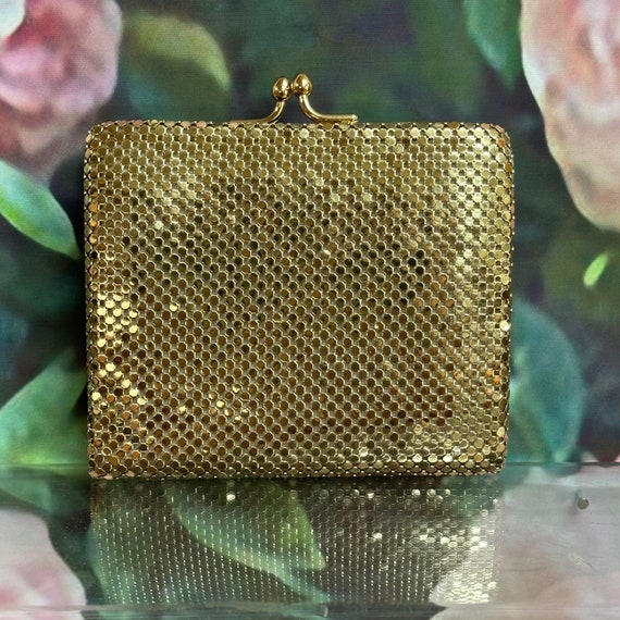 70s Whiting and Davis Gold Mesh Wallet NOS - image 1