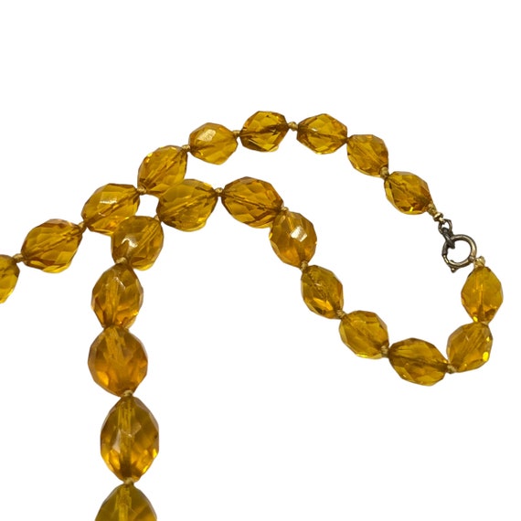 60s Gold Faceted Glass Bead Necklace Rhinestone F… - image 7