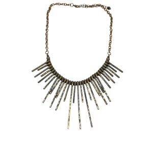70s Gold Metal Fringe Necklace Cleopatra Collar Brutalist Style