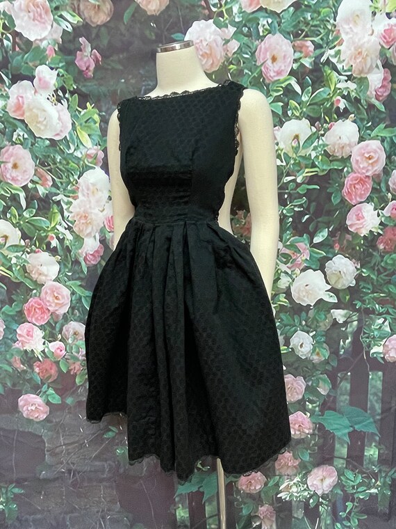 50s Maggi Stover Black Cotton Fit and Flare Dress - image 5