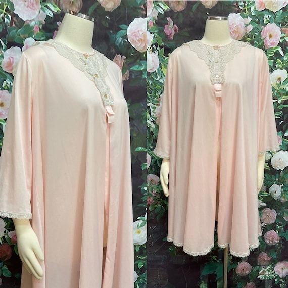 50s Pinehurst Pink Swing Nylon Robe Large - image 1