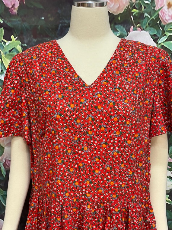 Vintage Red Calico Square Dance Dress Plus Size - image 3