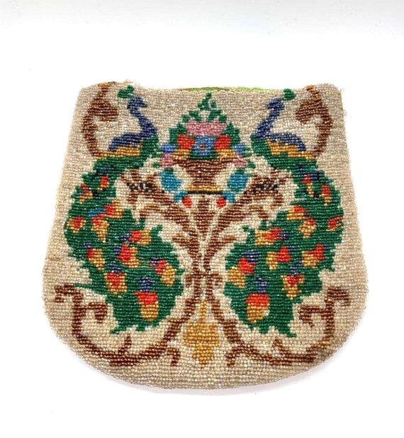 30's Micro Bead Peacock Purse Unfinished Project