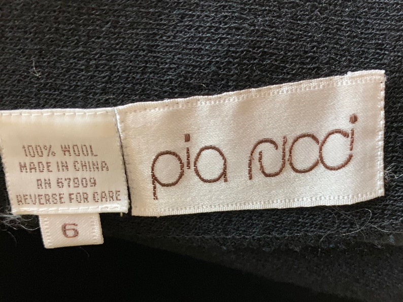 80s Pia Rucci Black Wool Dress Gold Braid Pearls | Etsy