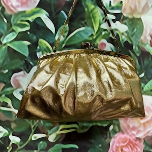 Cartera Harry Levine HL de piel dorada con dos compartimentos de los años 60 (stock muerto)
