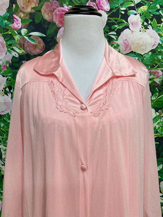 80s Vanity Fair Pink Nightgown Robe Set Small - image 3