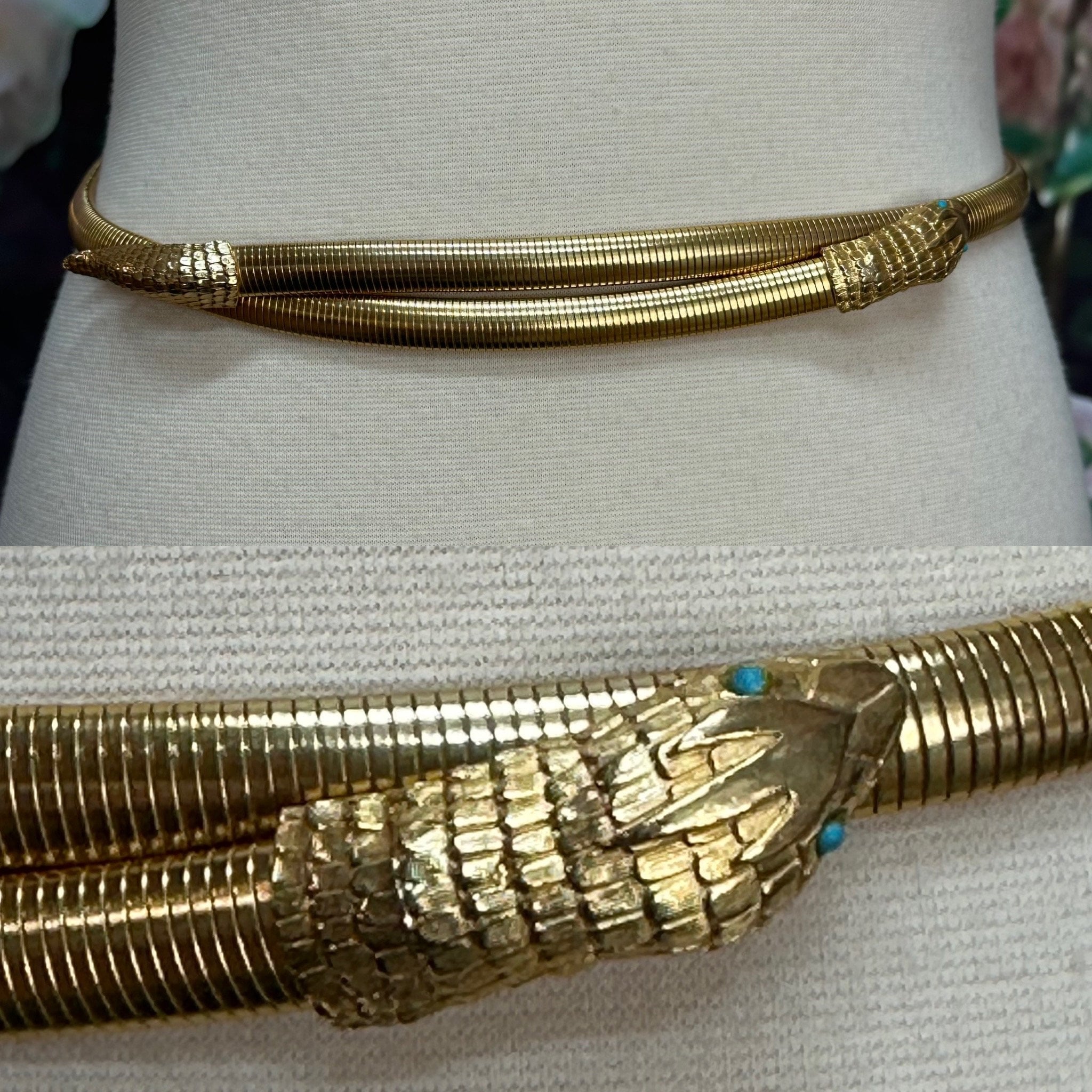 80s Gold Snake Belt Double Over Stretch - Etsy display picture 1