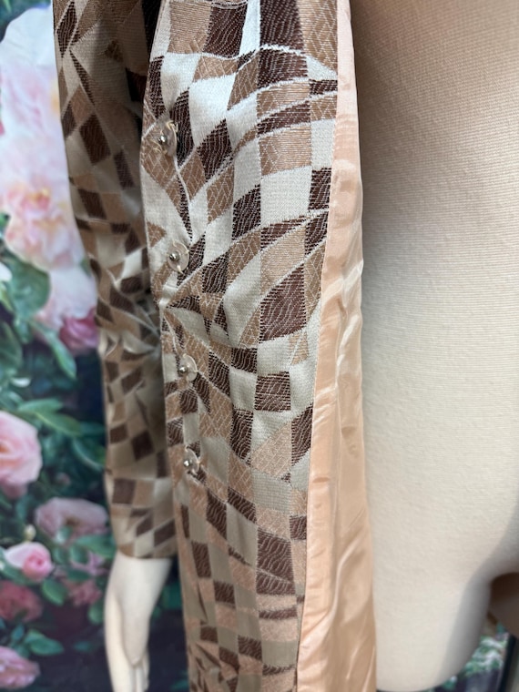 70s Brown Op Art Jacquard Jacket Mod Coat - image 8