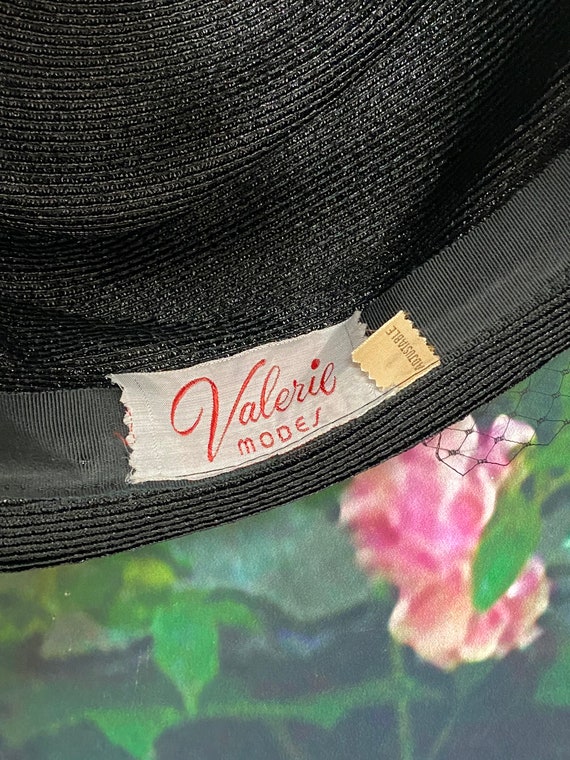 Vintage Valerie Modes Black with Mesh Veil Valerie modes black - Gem main image 2