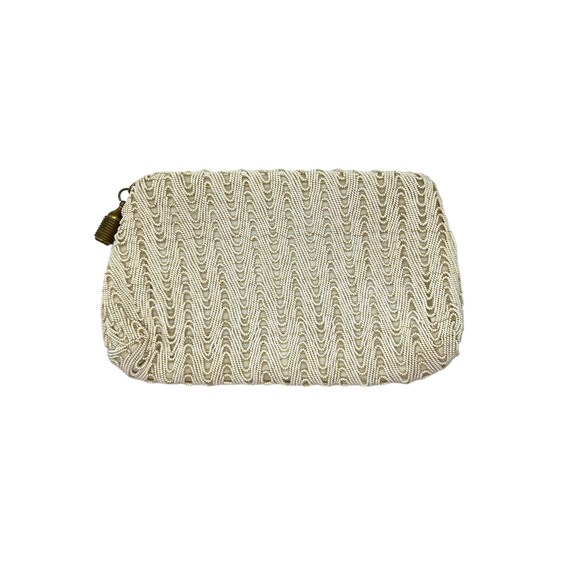 40s Beige Telephone Cord Zippered Clutch Purse - image 5