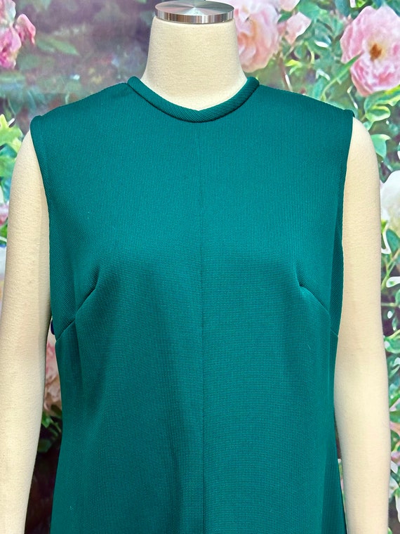 60s Evergreen Green Knit Mod Shift Dress Plus Size - image 3