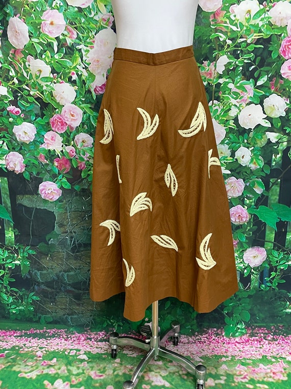 Embroidered skirt clearance brown