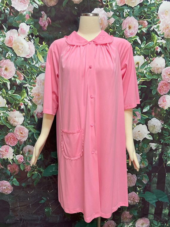 60s Shadowline Pink Peignoir Negligee Nylon Night… - image 6