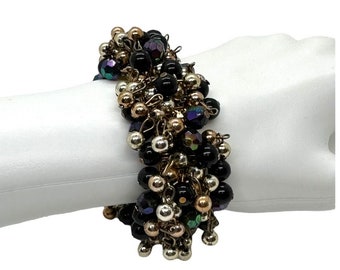 60s Gold Cluster Dangle Bead Expandable Bracelet