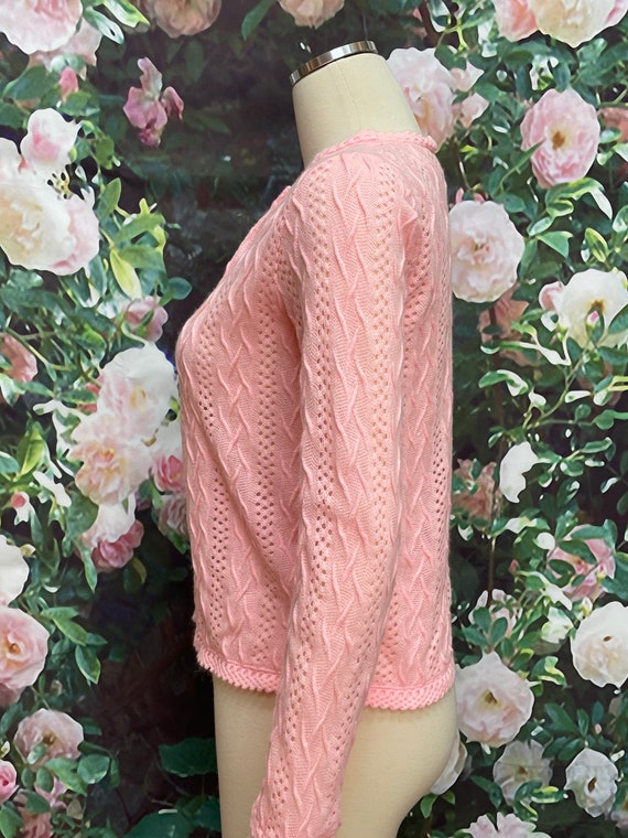 60s Miss Holly Pink Acrylic Knit Cardigan - image 5
