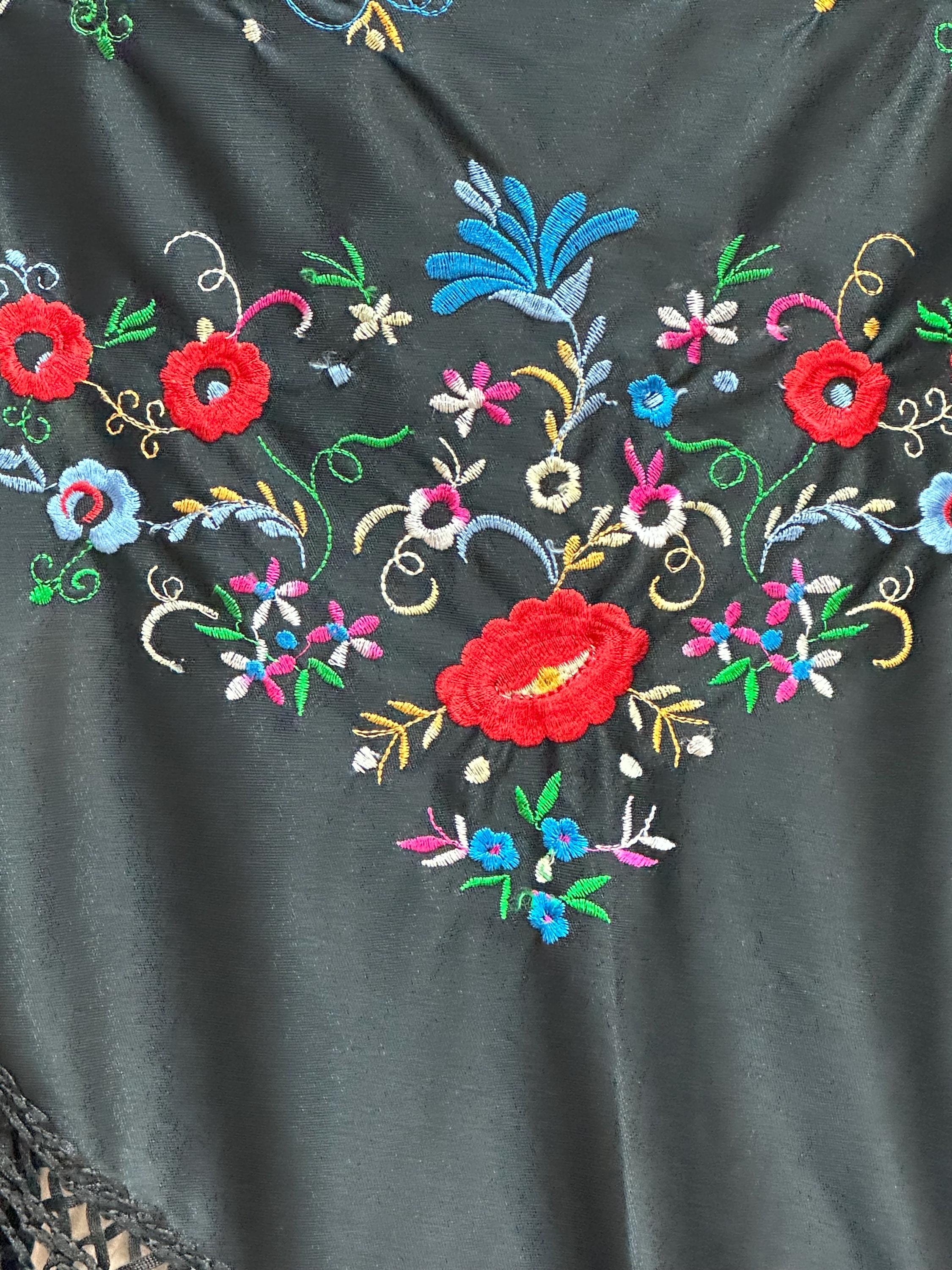 Vintage Black Polyester Embroidered Piano Triangle Fringe  display picture 1