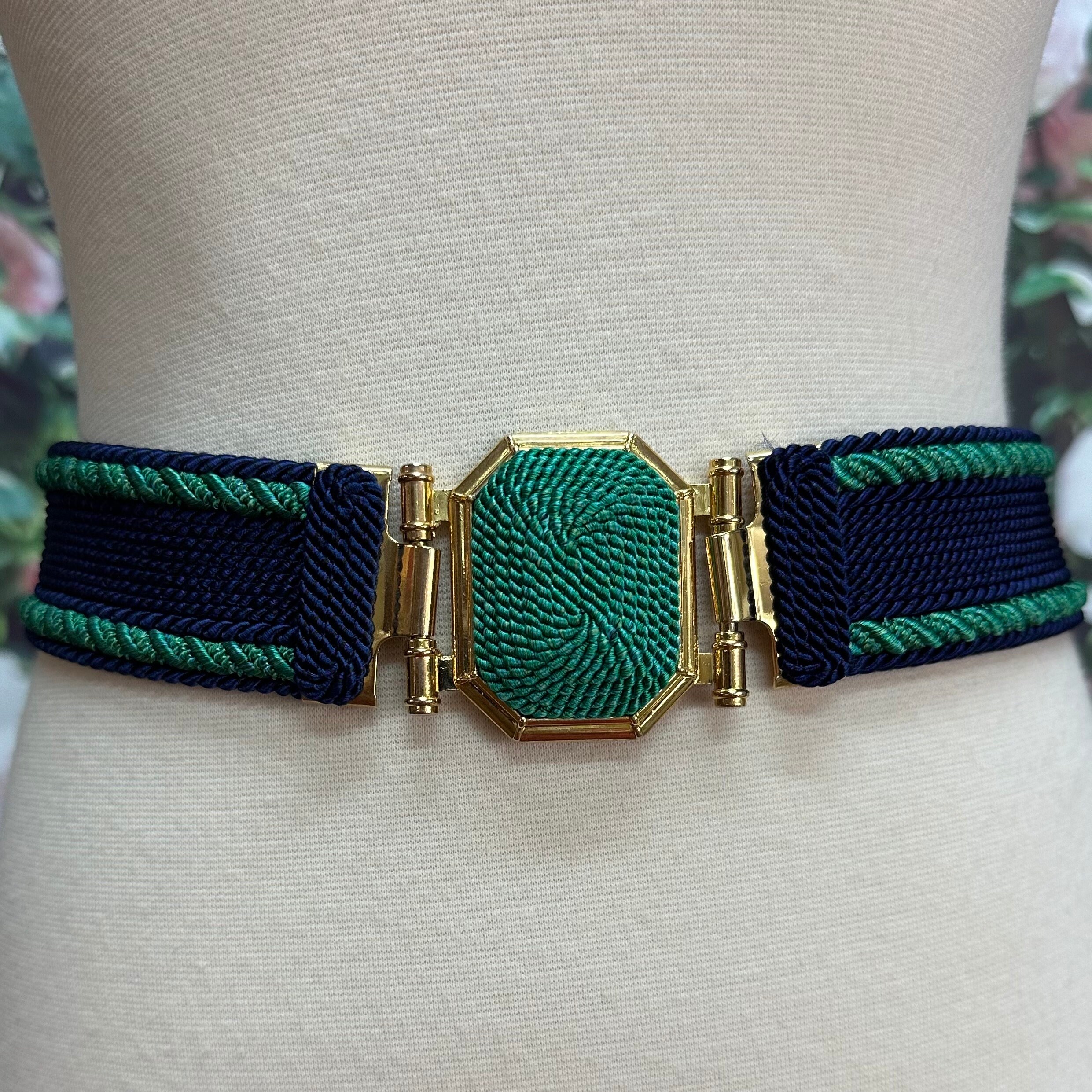 80s Gutos Blue Cord Belt Green Buckle Austria - Etsy display picture 3