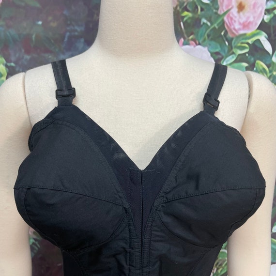 70s Exquisite Form Black Lace Long Line Bra Size 40B Gem