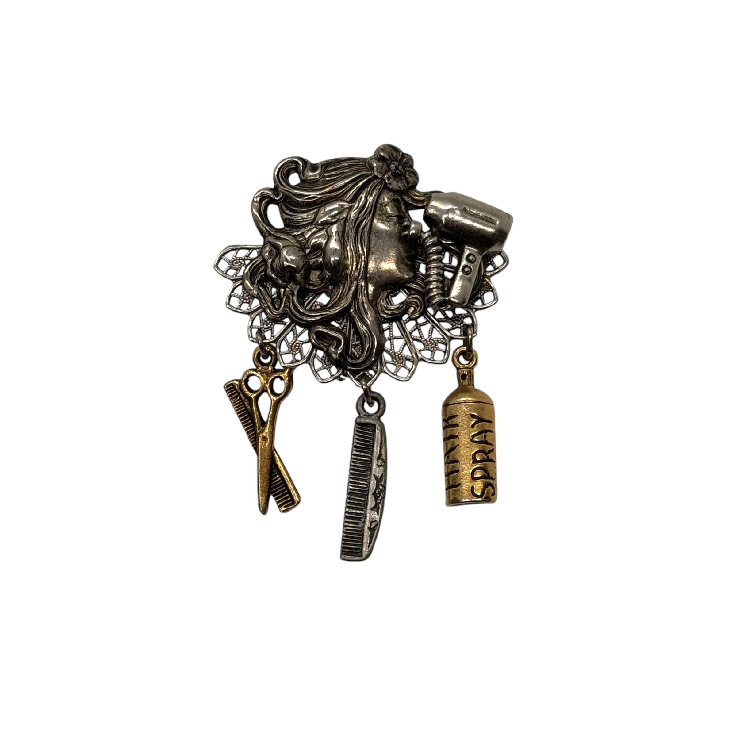 80s Hair Stylist Brooch Stylist Novelty Gift