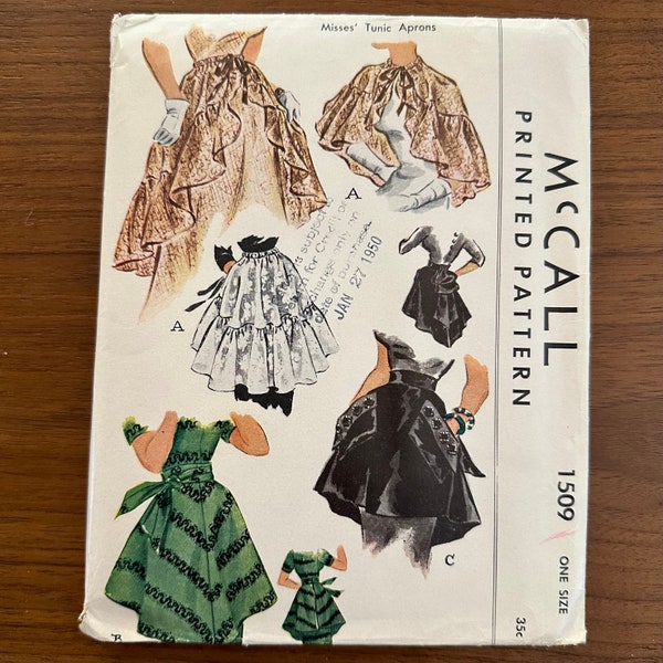 40s Sewing Pattern McCall 1509 Misses Tunic Apron Shrug Bustle