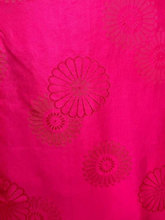 60s Hot Pink Floral Silk Shift Dress Hong Kong - image 5