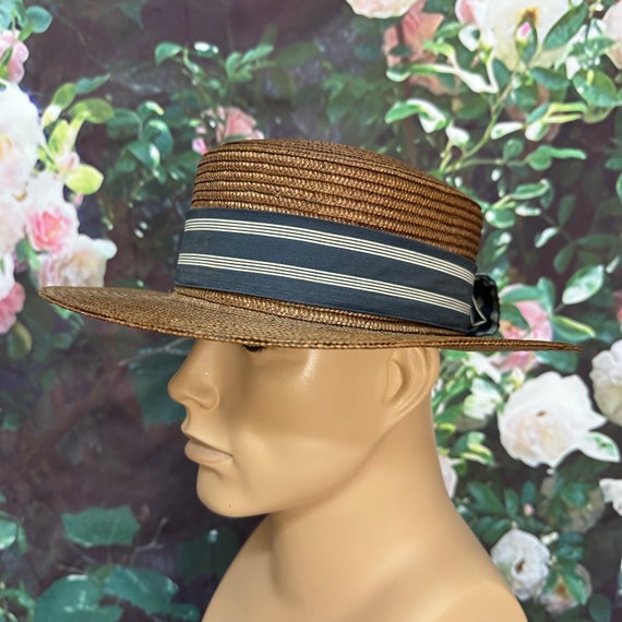 20s Mens Brown Straw Boater Hat Selected Qualitie… - image 3