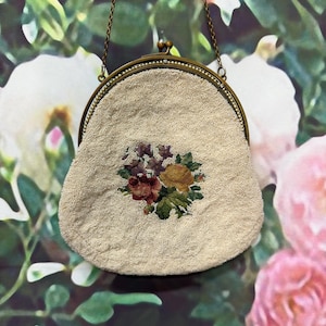 20s Microbead Handbag Rose Petit Point Handbag Pearl Frame