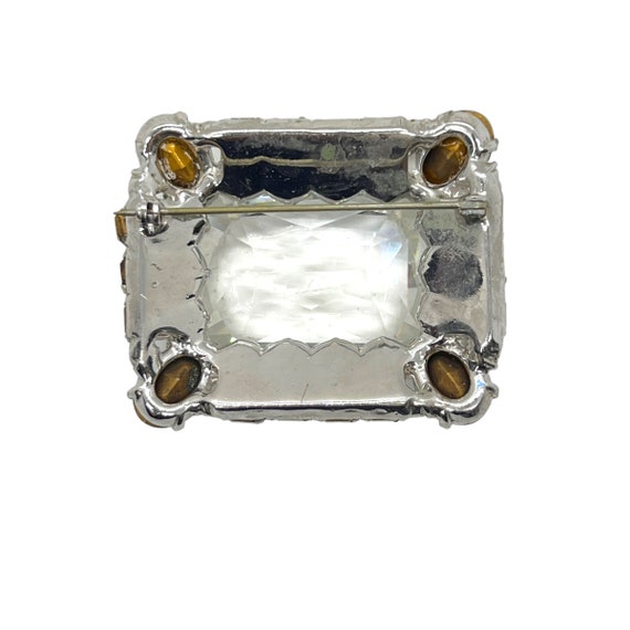 40s Extra Large Clear Rhinestone Rectangle Brooch - image 5