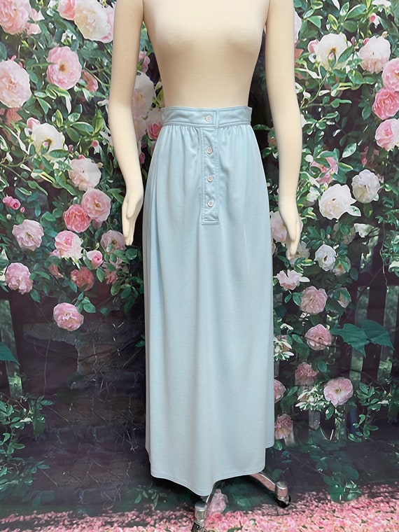 70s Malcolm Starr Rizkallah Blue Daisy Lace Maxi … - image 9