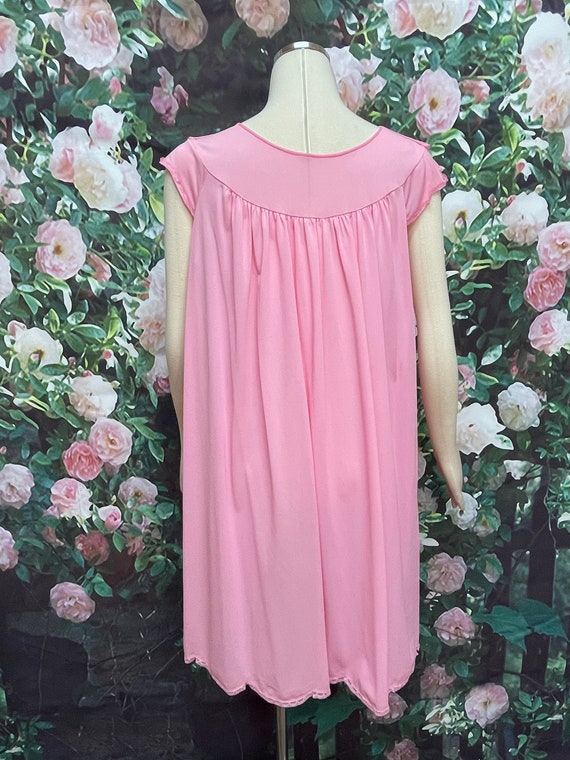 60s Shadowline Pink Peignoir Negligee Nylon Night… - image 5