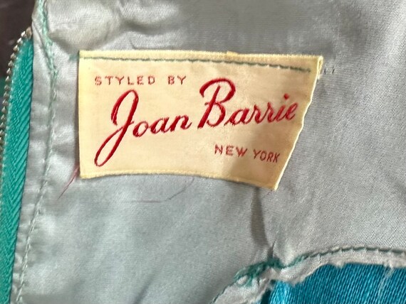 50s Joan Barrie Teal Green Chiffon Party Dress - image 10