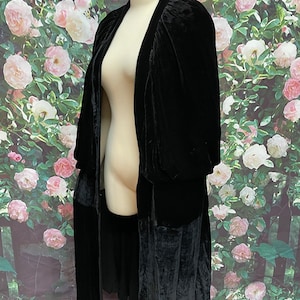 20s Black Silk Velvet Cocoon Cape