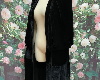 20s Black Silk Velvet Cocoon Cape