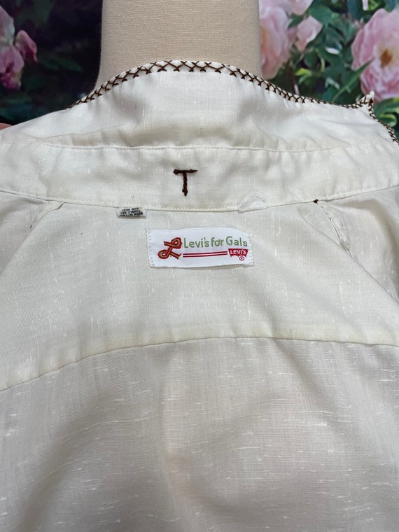 70s Levis for Gals White Western Shirt Floral Emb… - image 10