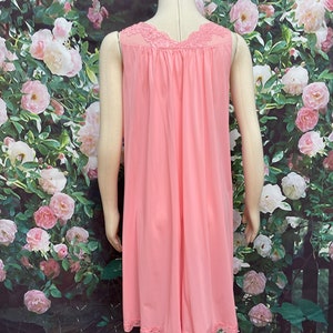 60s Shadowline Rose Pink Peignoir Negligee Nylon Nightgown Small image 9