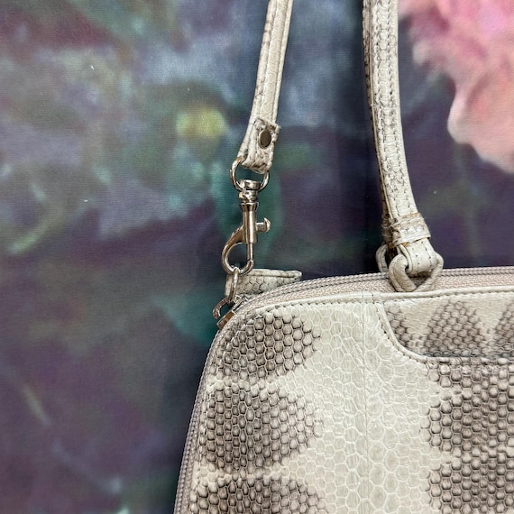 Vintage Gray Python Snakeskin Handbag Removable S… - image 3