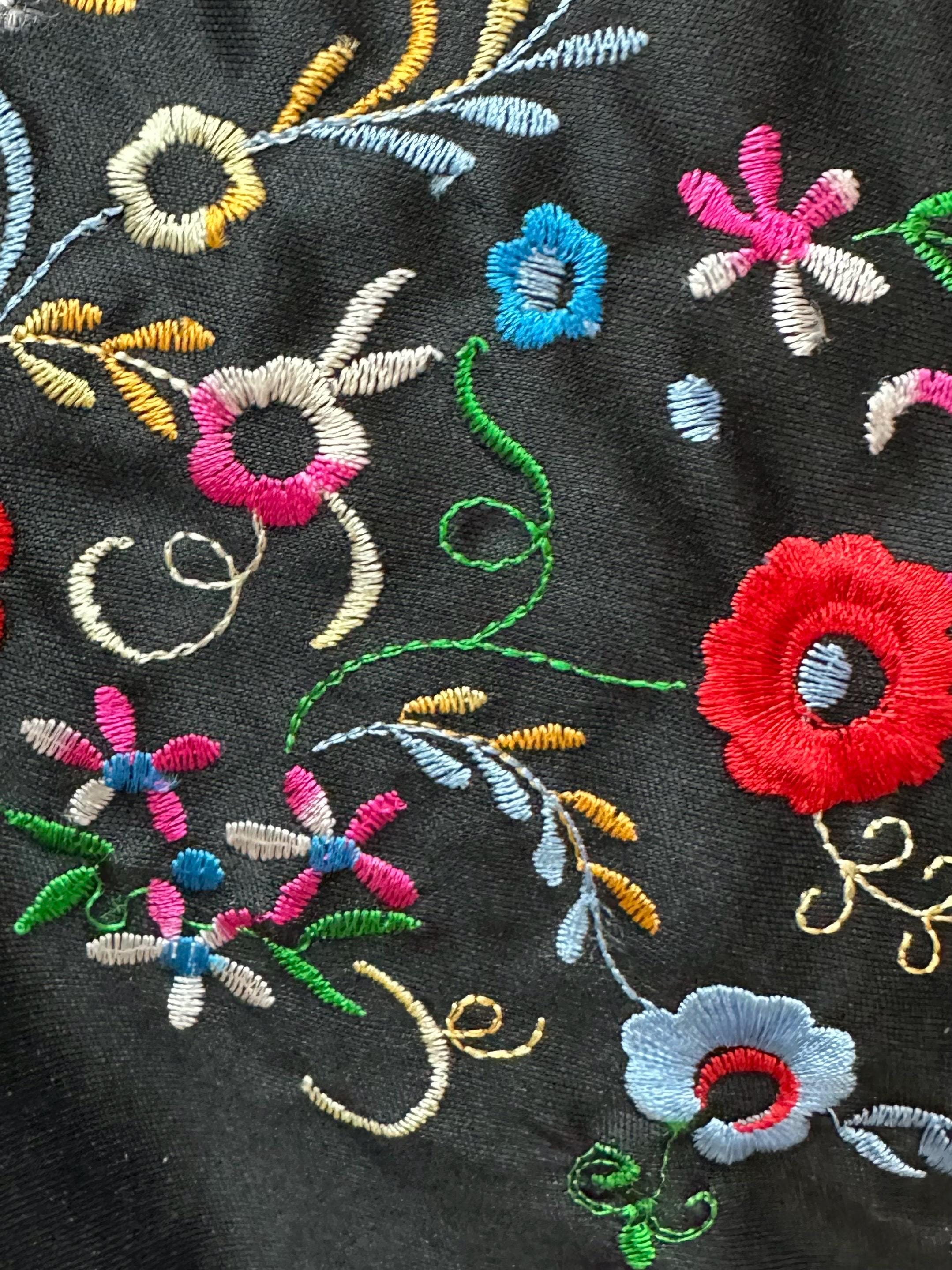 Vintage Black Polyester Embroidered Piano Triangle Fringe  display picture 1