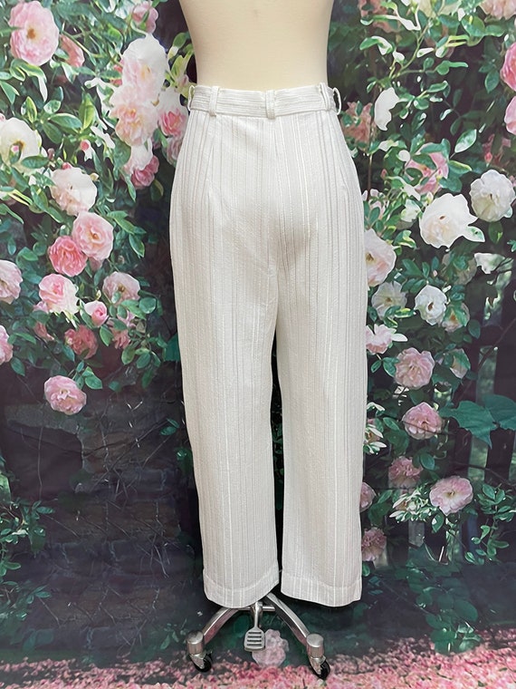 80's White Polyester Pants Silver Stripe Trousers W28 - Etsy
