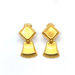 80s Ann Taylor Modernist Earrings Brushed Gold image 3