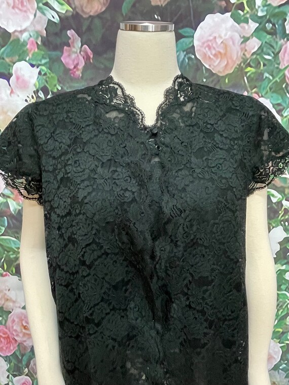 60s Henson Kickernick Black Lace Chiffon Peignoir… - image 3