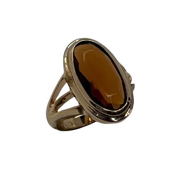 80s Avon Amber Fashion Ring Size 5 6 Deadstock - image 1