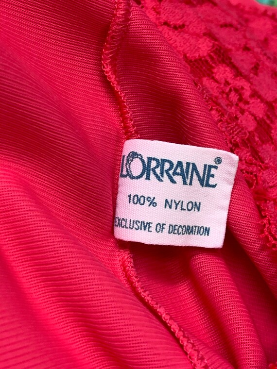 70s Lorraine Pink Nylon Robe Lace Medium - image 10