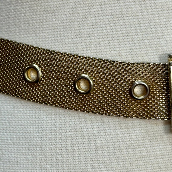 80s Gold Metal Fine Mesh Belt Woven - image 3