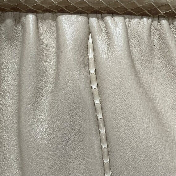 70s Ande NOS Beige Leather Snakeskin Purse Clutch View 4