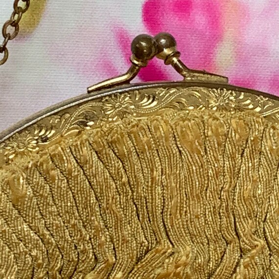 30s Art Deco Gold Metallic Brocade Purse Pleated … - image 5