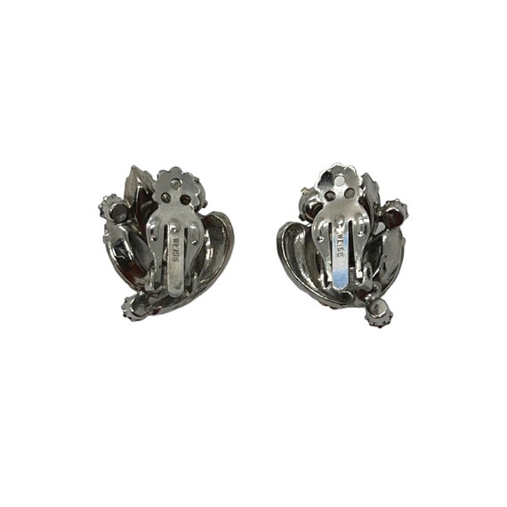 50s Weiss Clear Rhinestone Spray Clip Earrings - image 4