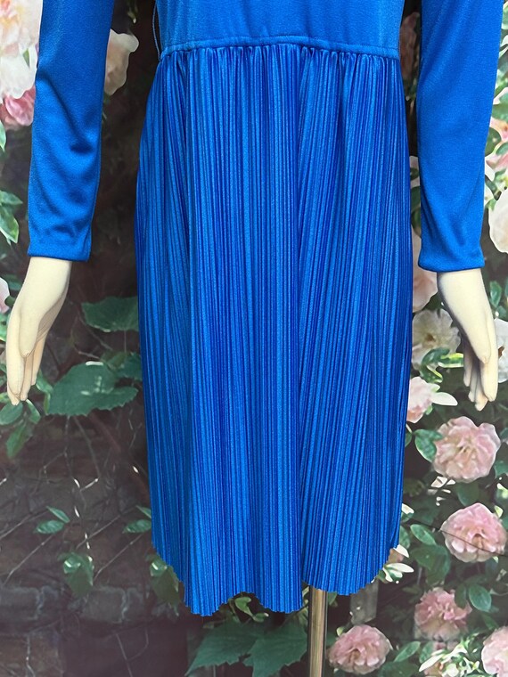 70s Neiman Marcus Blue Pleated Dress Arthur Conne… - image 3