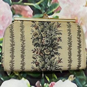 Bolso de mano con dos compartimentos y diseño tapiz beige Bienen Davis de los años 60