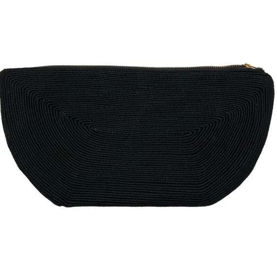 40s Black Cord Clutch Zippered Top Purse - image 1