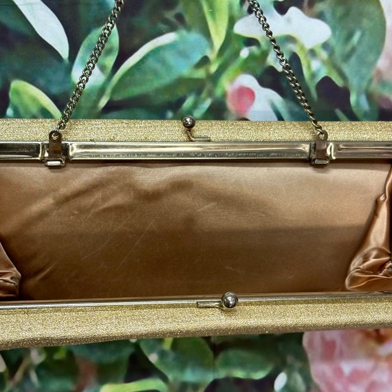 60s Gold Lame Structured Purse Clutch - image 5